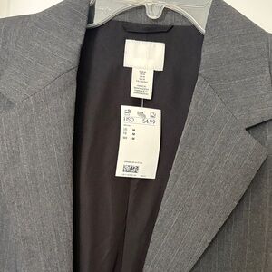 H&M Gray Pinstripe Blazer - Women’s Tailored Notch Lapel